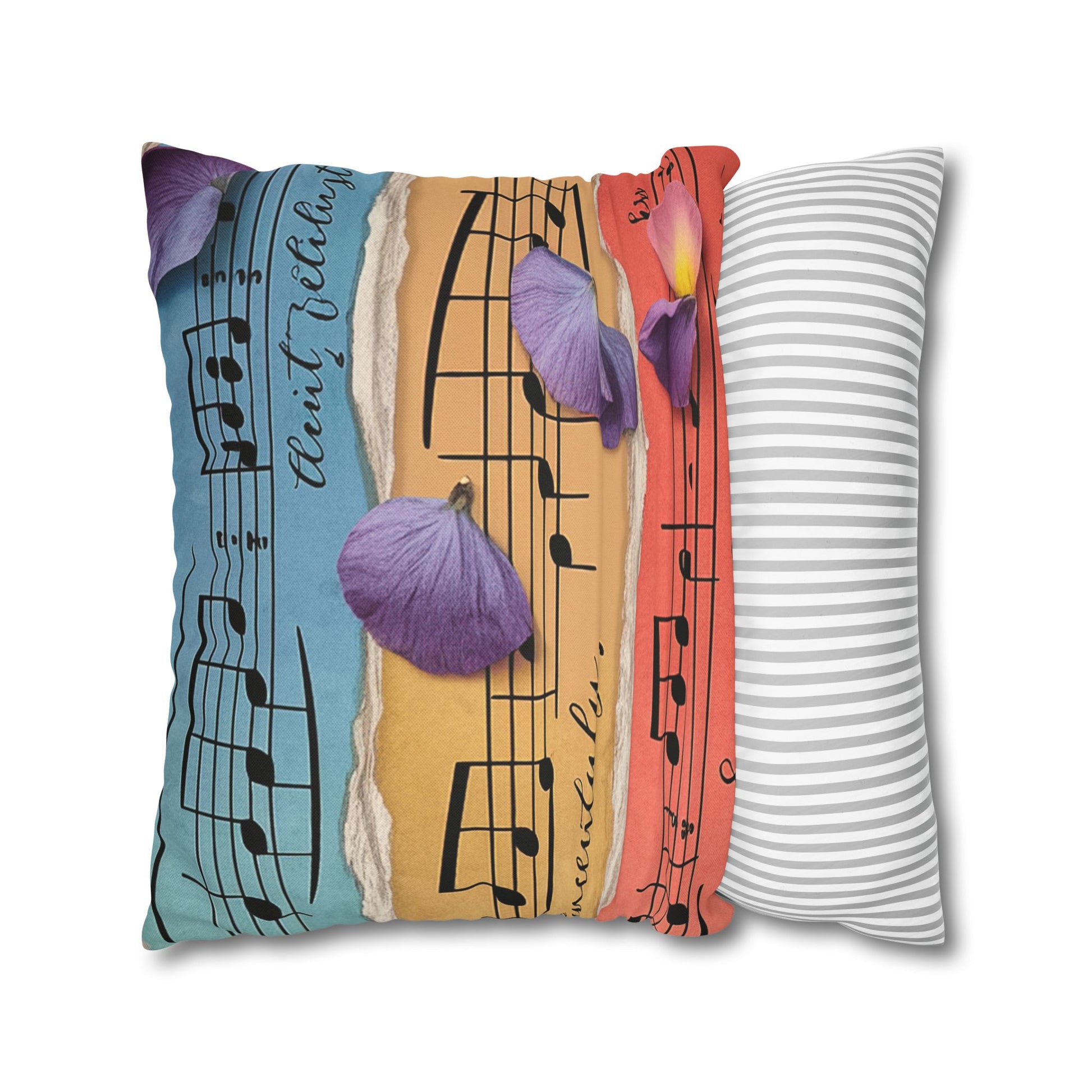 Torn Type Beat Sheet Music Multi-Color Spun Polyester Square Pillowcase, Artsulli - Art is Long, Life is Short, Home Decor, , , , , , , 