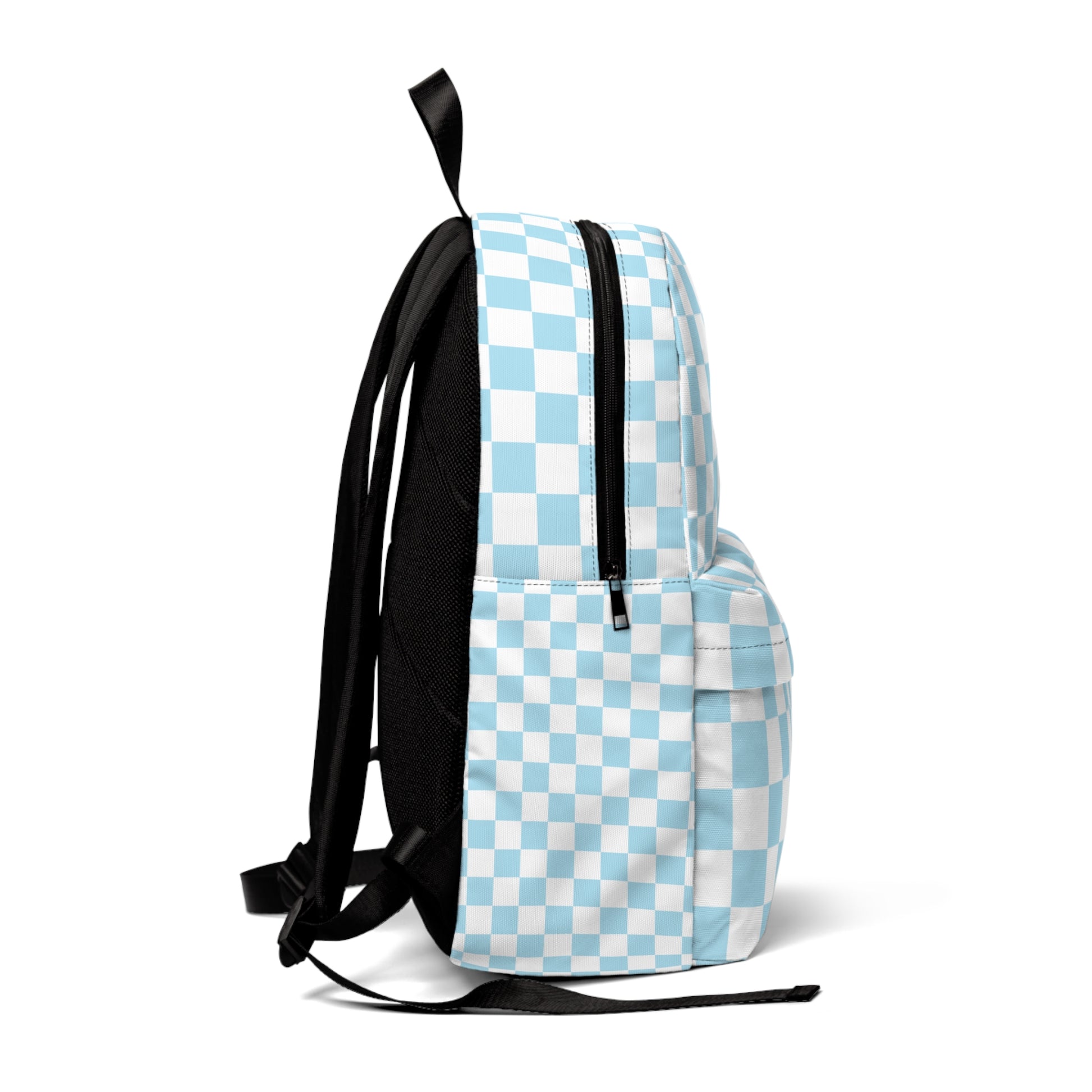 Checkerboard Sky Blue Unisex Classic Backpack, Artsulli - Art is Long, Life is Short, Bags, , , , , , , 