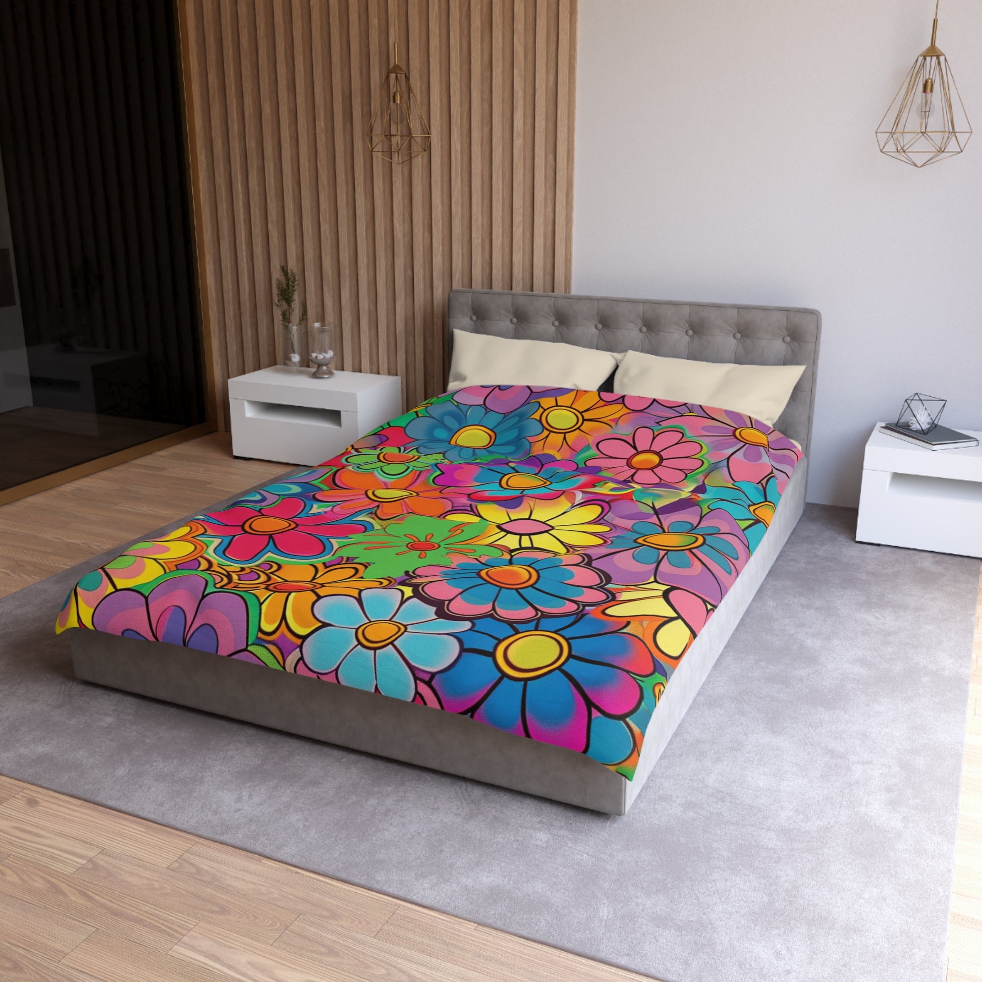 Chromatic Daisy Dream Microfiber Duvet Cover, Artsulli - Art is Long, Life is Short, Home Decor, , , , , , , 