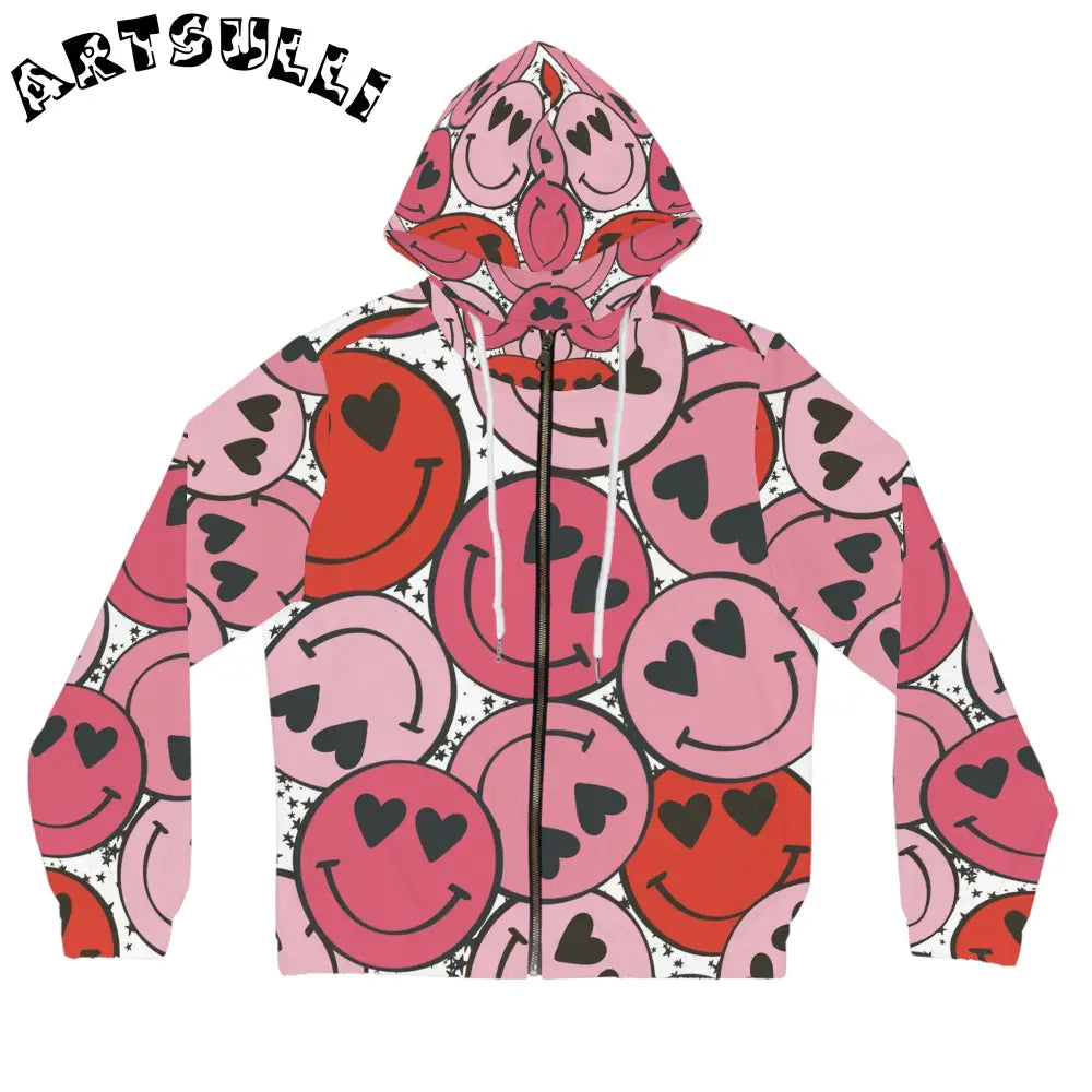 JAKKOUTTHEBXX Smiley Face x Heart Eyes Pink and Red Women’s Full-Zip