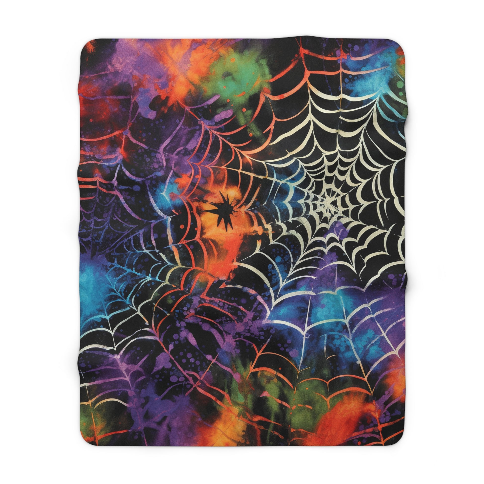 Spider Web Tie Dye Sherpa Fleece Blanket, Artsulli - Art is Long, Life is Short, Home Decor, Size, 60" × 80", , , , , 14769511773929585552