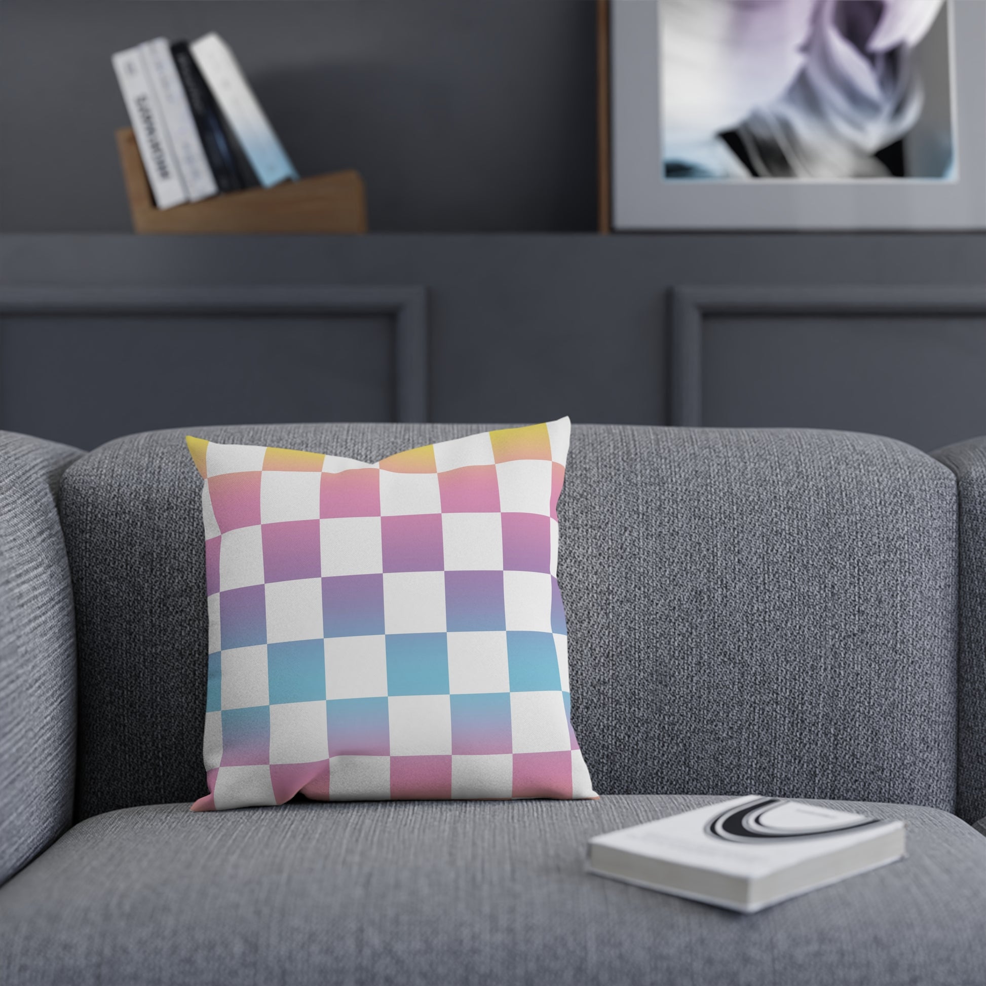 Vaporwave Check Cushion, Artsulli - Art is Long, Life is Short, Home Decor, , , , , , , 