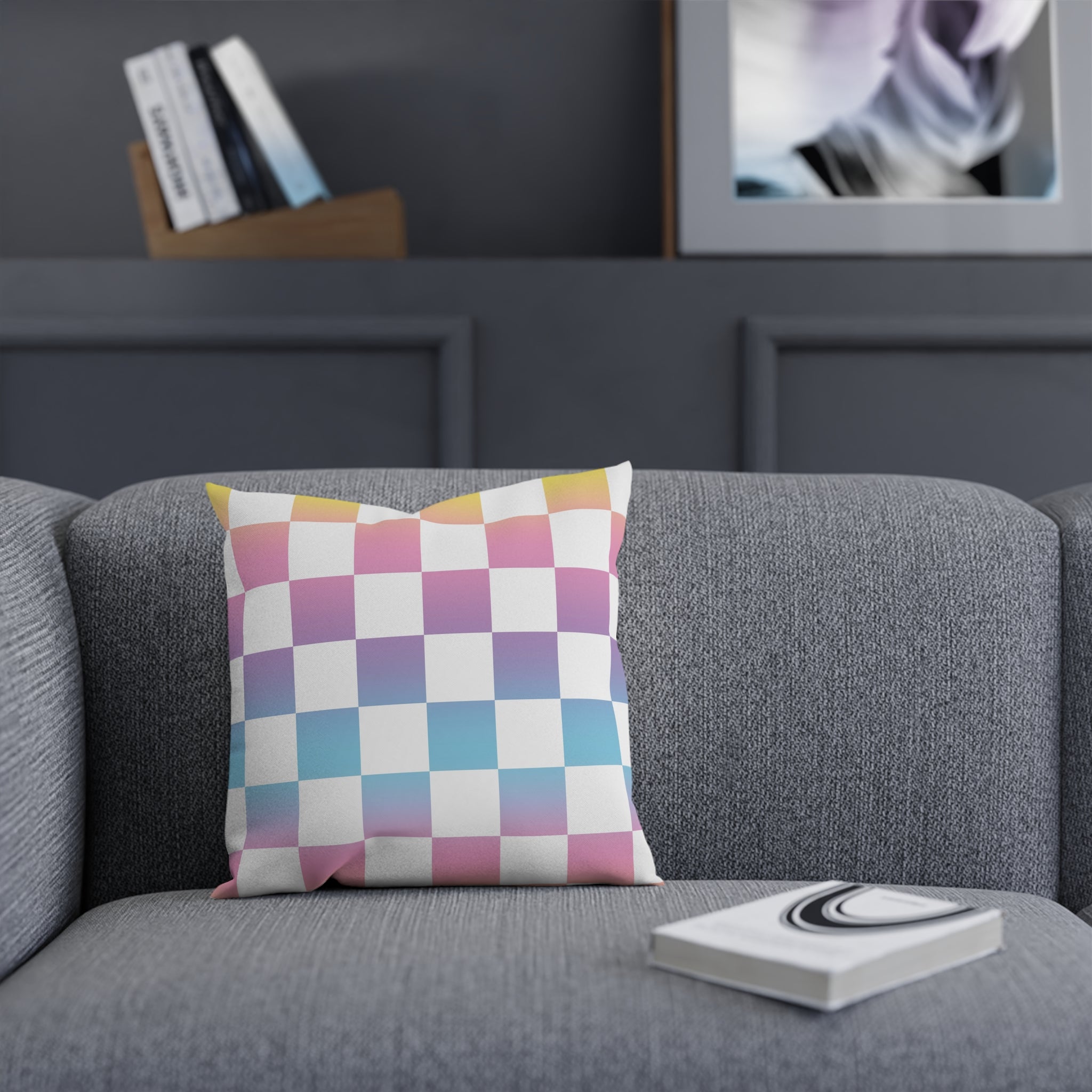 Vaporwave Check Cushion, Artsulli - Art is Long, Life is Short, Home Decor, , , , , , , 