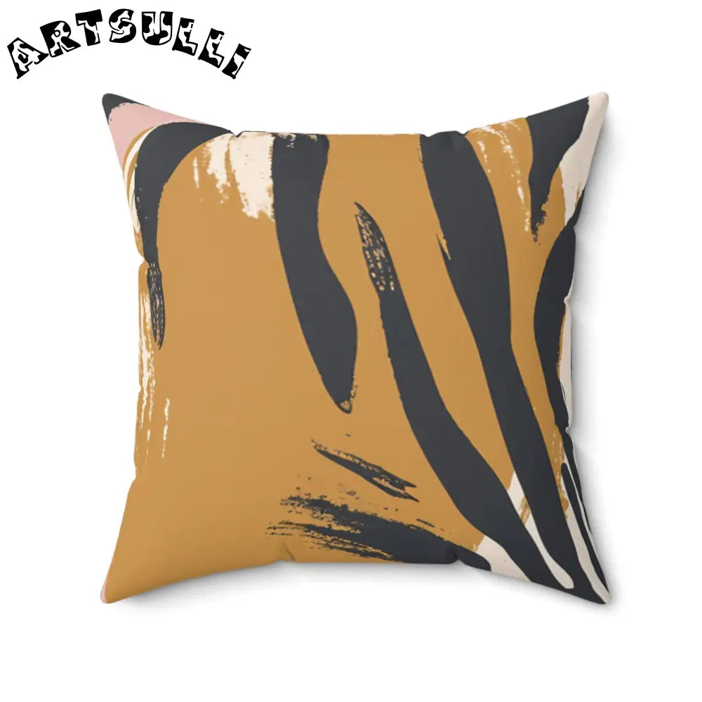 JAKKOUTTHEBXX Tiger Stripe Square Throw Pillow Orange Black Cream