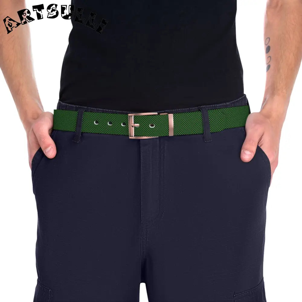 JAKKOUTTHEBXX Checkerboard Green and Black Belt JAKKOUTTHEBXX