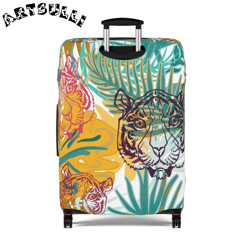 JAKKOUTTHEBXX Tropical Jungle Tigers Brown and Green Luggage Cover