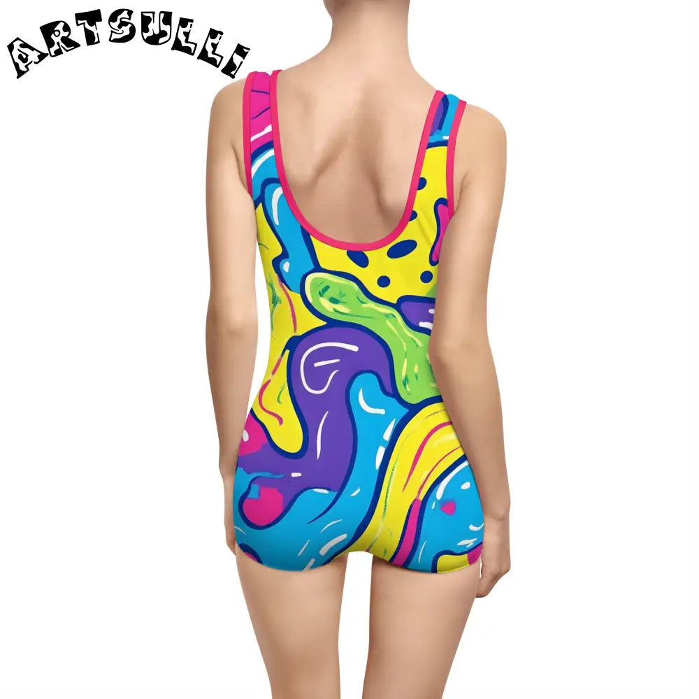 JAKKOUTTHEBXX Colorful Abstract Print Boyleg One-Piece 2025