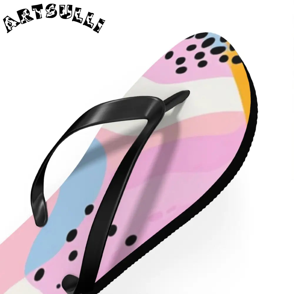 JAKKOUTTHEBXX Colorful Abstract Dots and Shapes Flip Flops