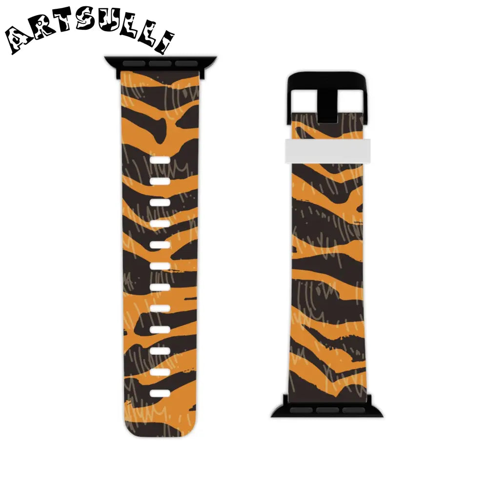 JAKKOUTTHEBXX Tiger Scratches Orange & Black Watch Band for Apple