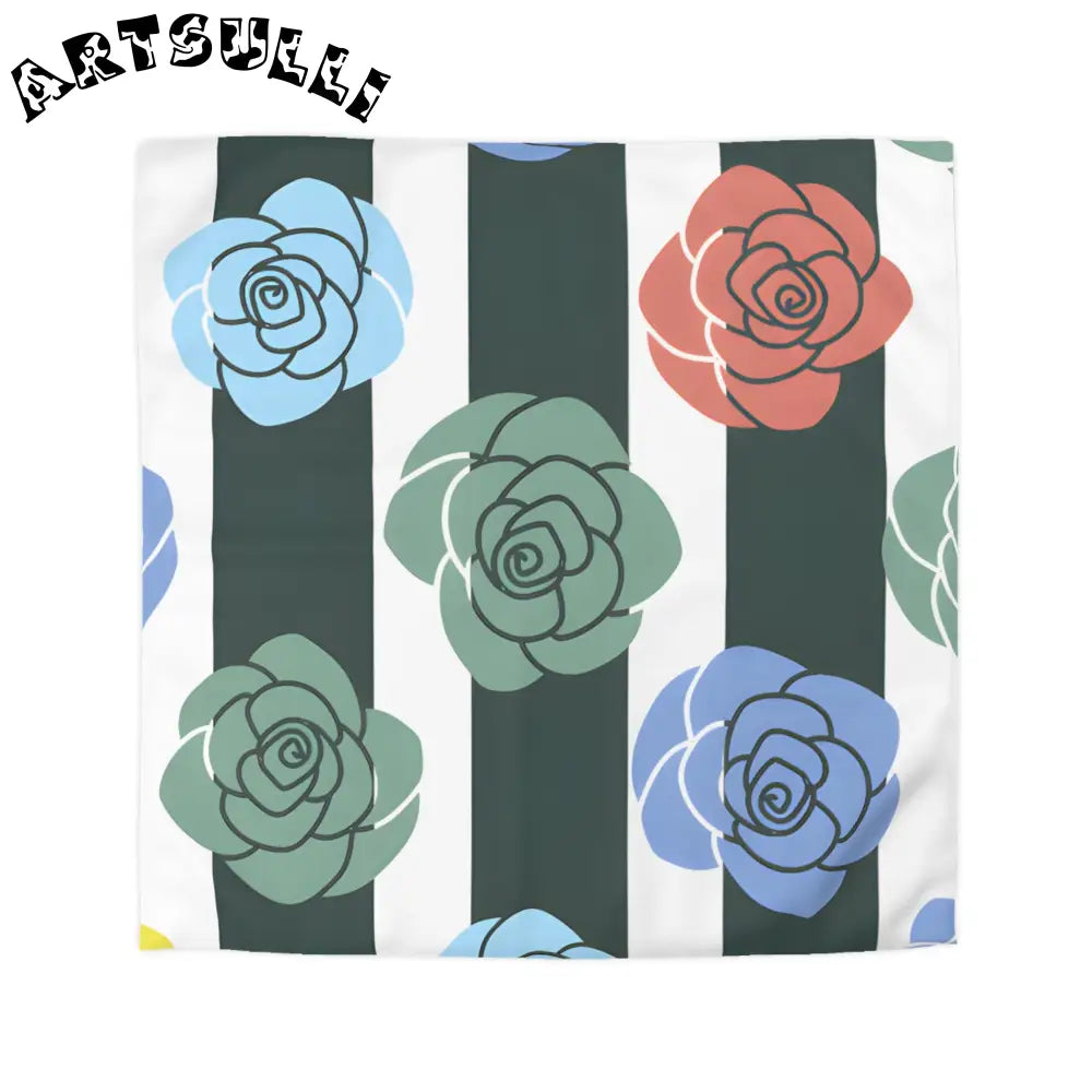 JAKKOUTTHEBXX Stripes x Roses Black and White Microfiber Duvet Cover