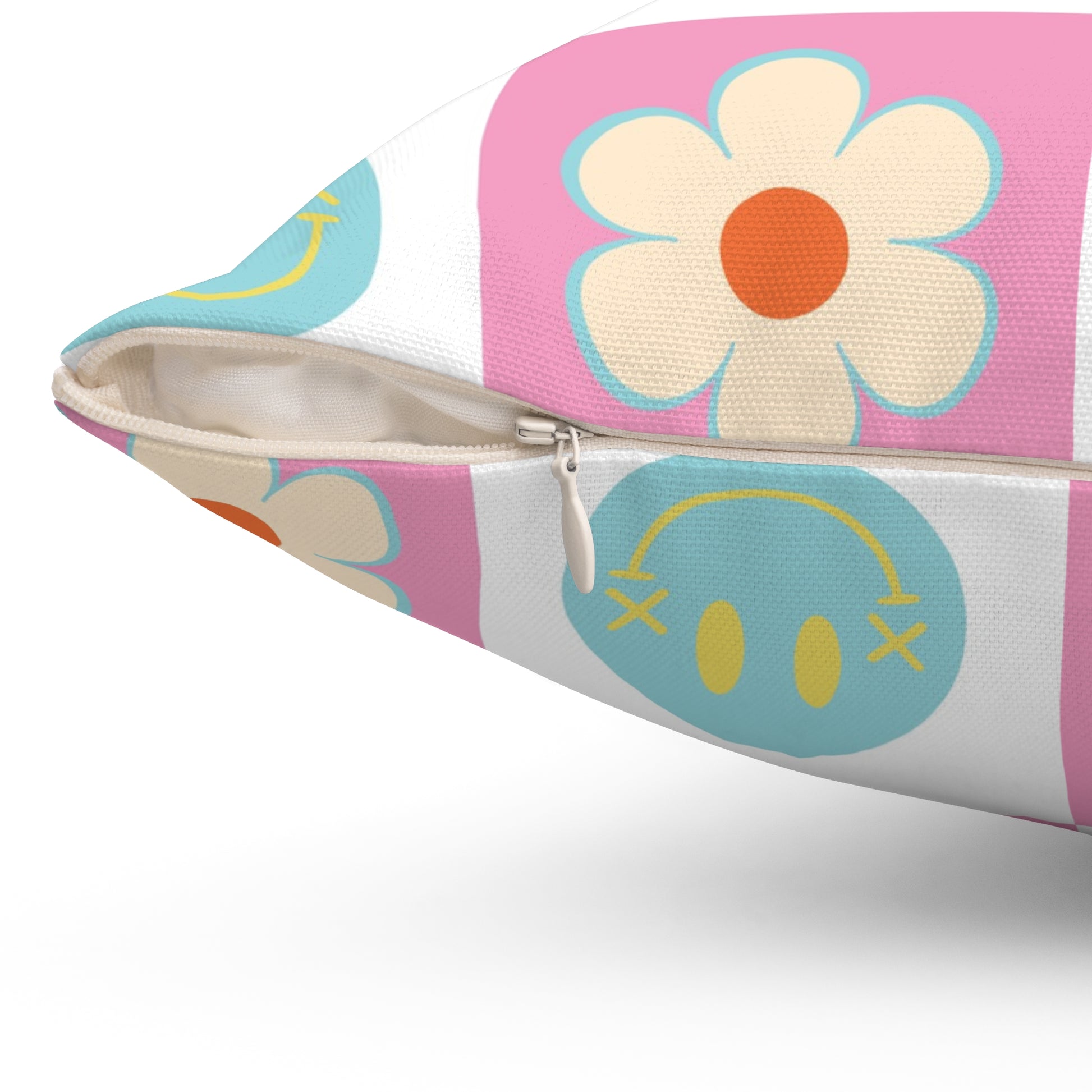 Madotsukis Grin Bloom Spun Polyester Square Pillow, Artsulli - Art is Long, Life is Short, Home Decor, , , , , , , 