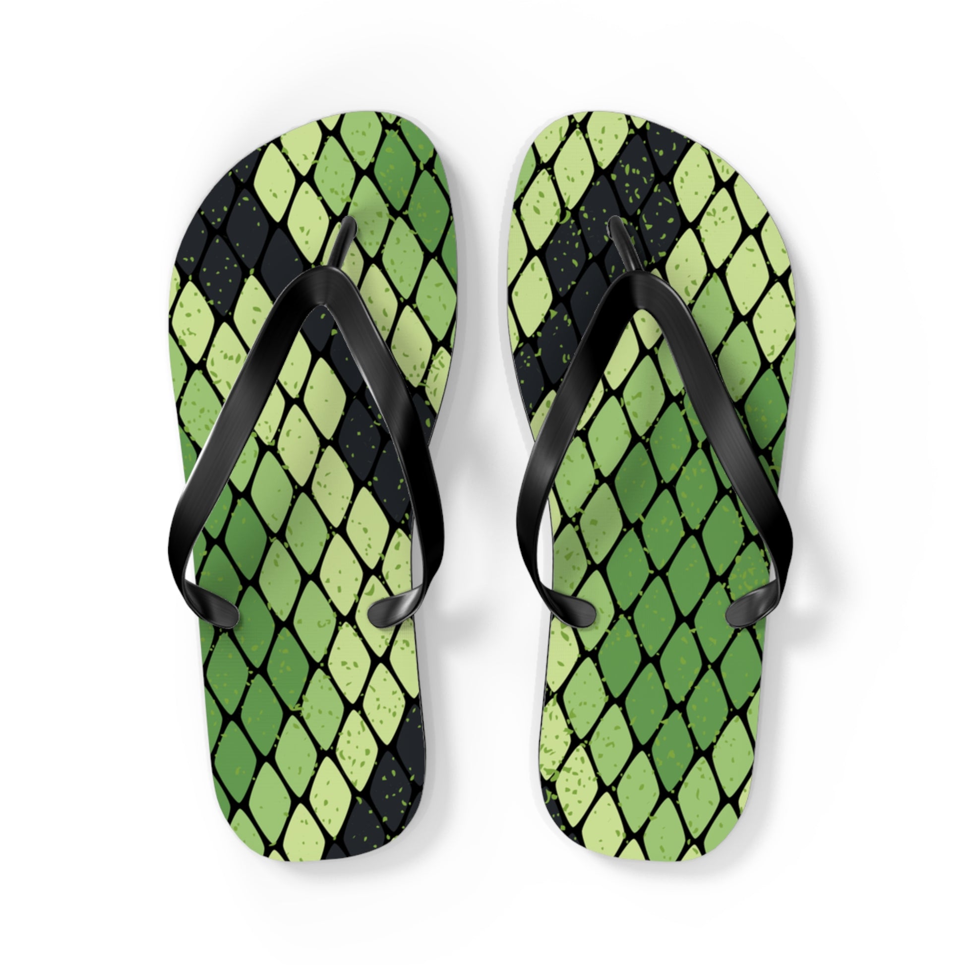 Snake Skin Green and Black Flip Flops, Artsulli - Art is Long, Life is Short, Shoes, Size, L, Color, Black sole, , , 11178905544466