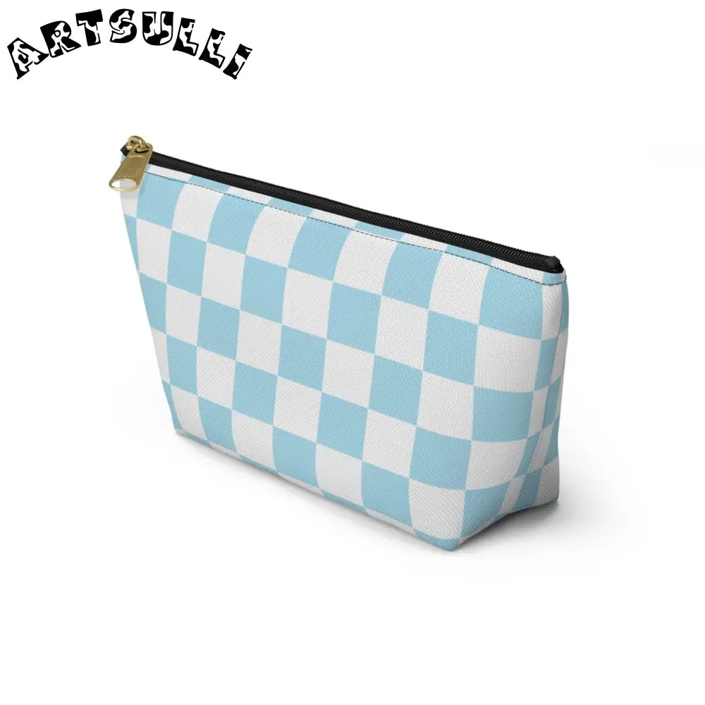 JAKKOUTTHEBXX Checkerboard Sky Blue Accessory Pouch w T-bottom