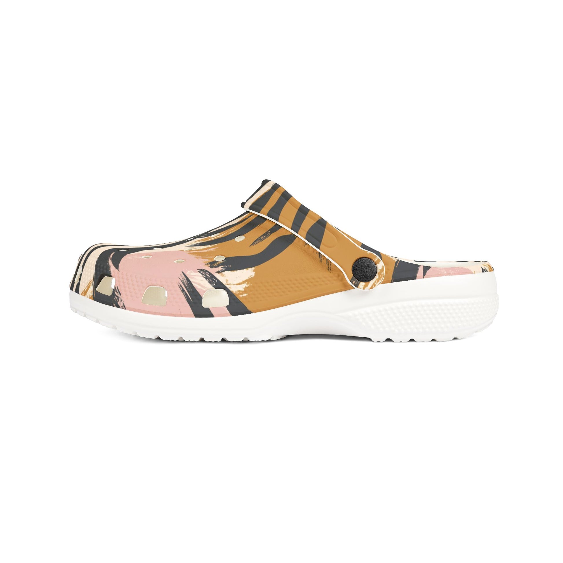 Beige Zebra Jungle Flats EVA Foam Rubber Shoes (AOP), Artsulli - Art is Long, Life is Short, Shoes, , , , , , , 