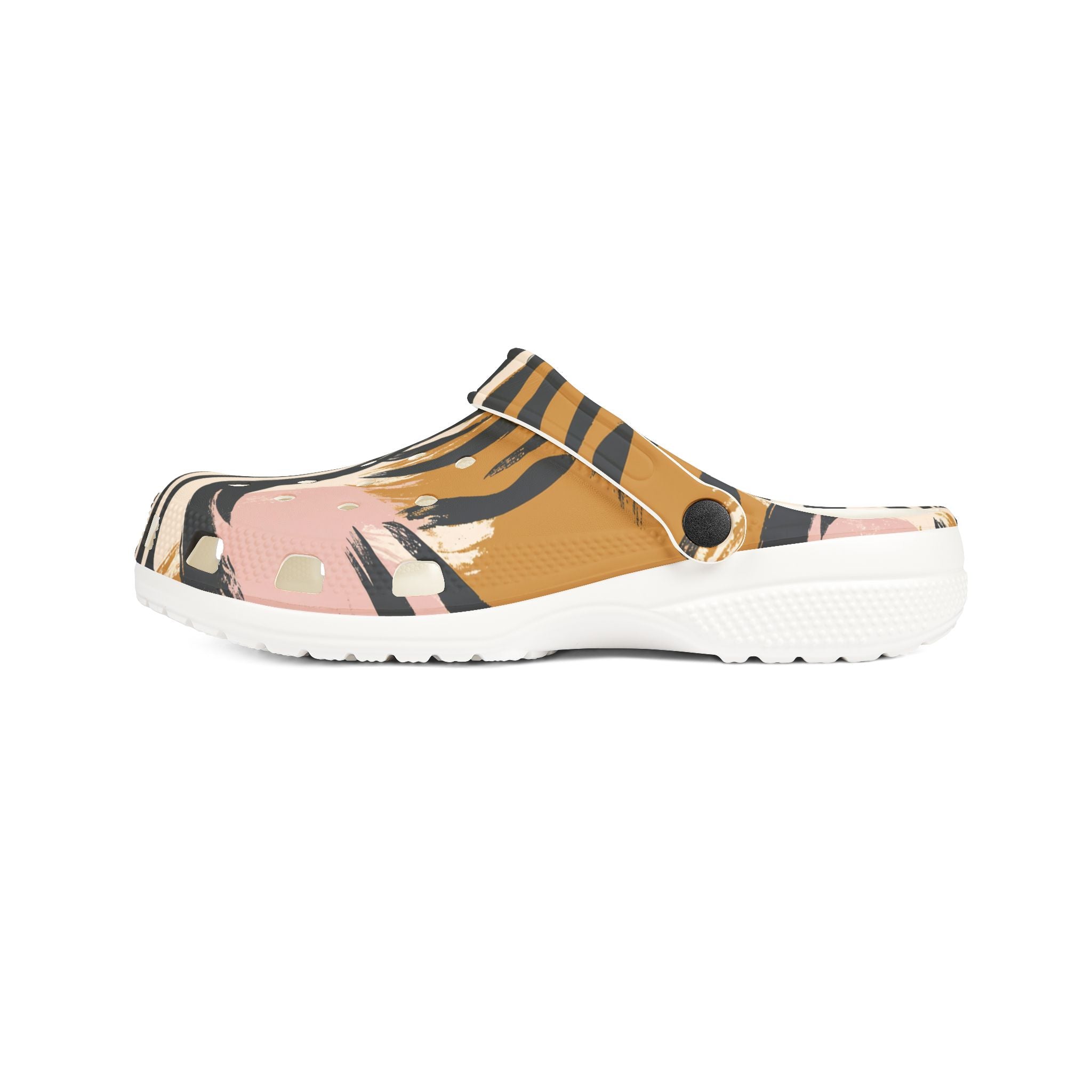 Beige Zebra Jungle Flats EVA Foam Rubber Shoes (AOP), Artsulli - Art is Long, Life is Short, Shoes, , , , , , , 