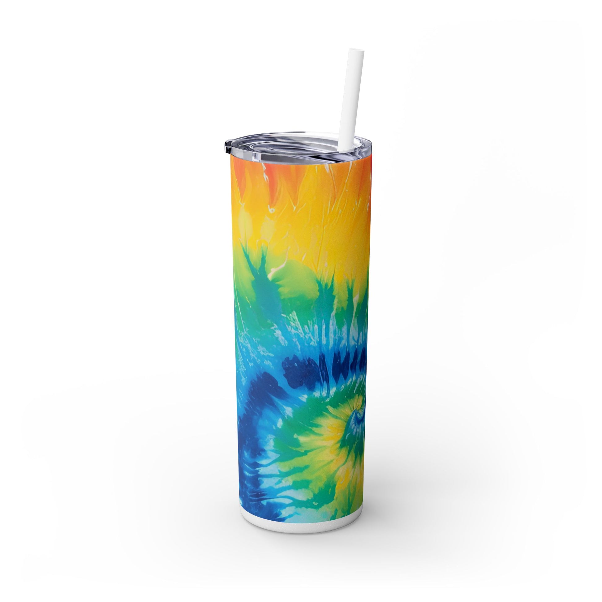 Tie Dye Skinny Tumbler with Straw, 20oz, Artsulli - Art is Long, Life is Short, Mug, , , , , , , 