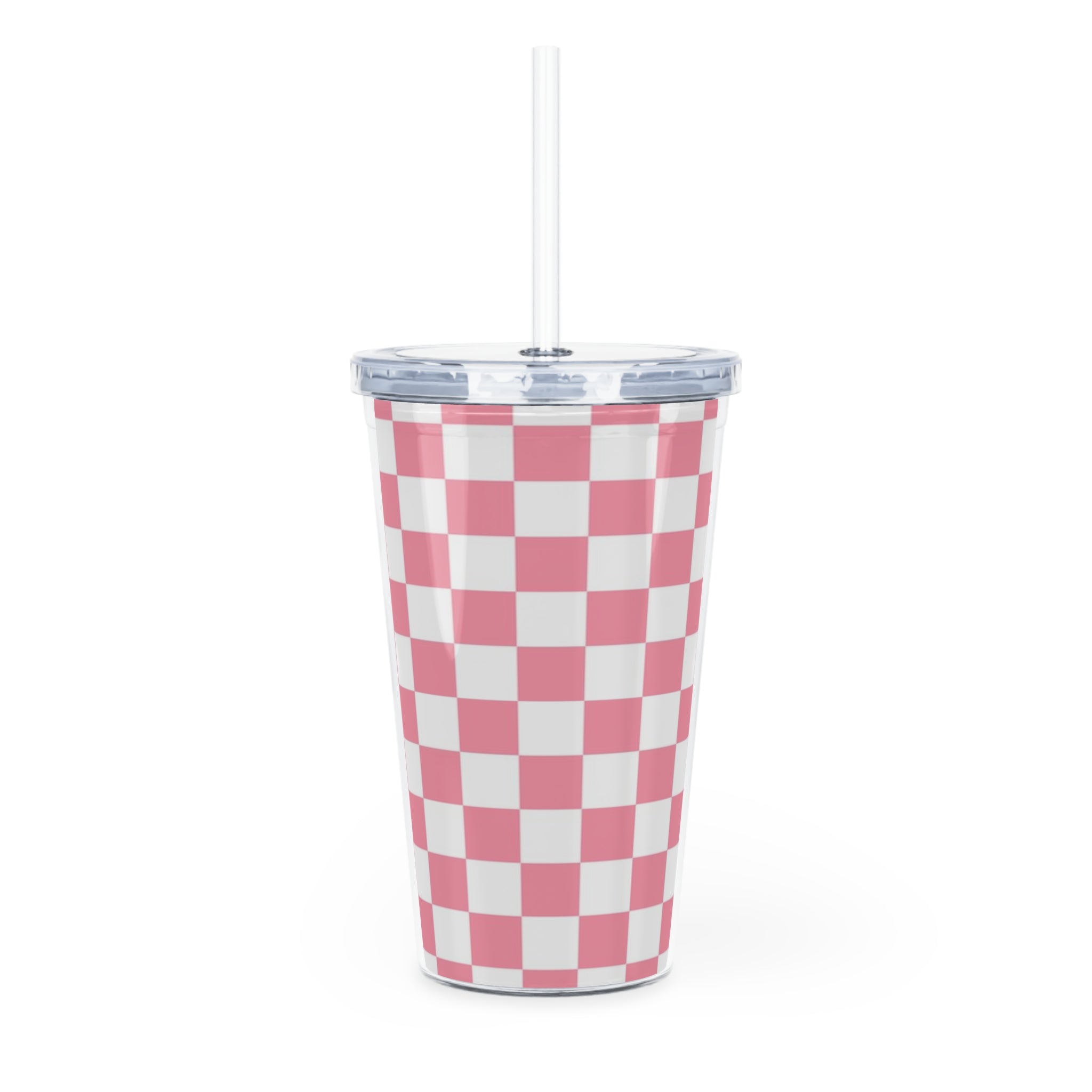 Brigandine Checkered Scene Plastic Tumbler with Straw, Artsulli - Art is Long, Life is Short, Mug, , , , , , , 