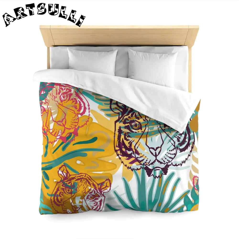 JAKKOUTTHEBXX Tropical Jungle Tigers Brown and Green Microfiber