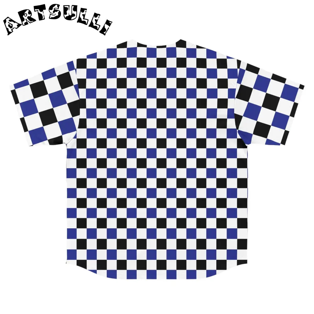 JAKKOUTTHEBXX Checkerboard II Blue White and Black Men’s Baseball