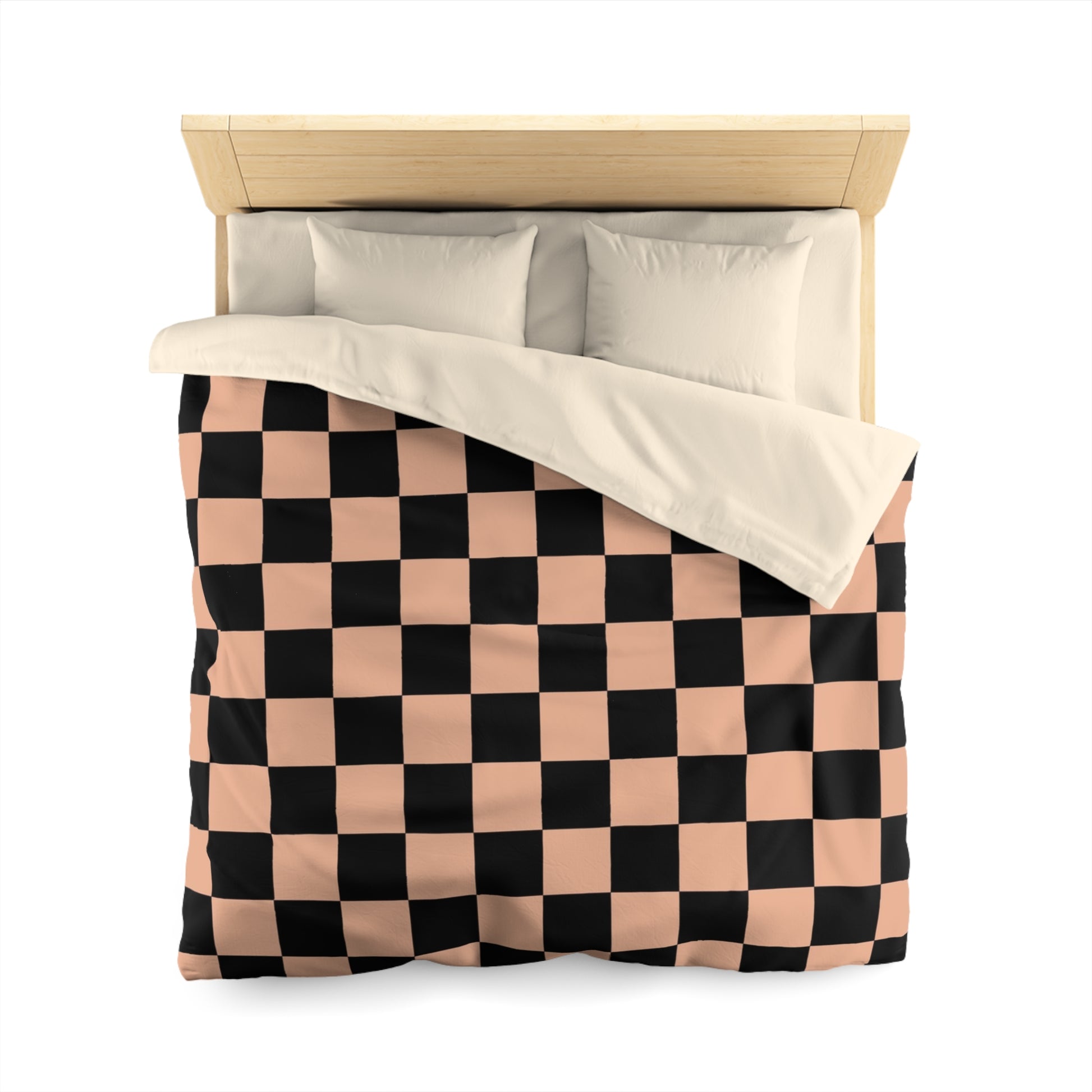 Checkerboard Soft Orange and Black Microfiber Duvet Cover, Artsulli - Art is Long, Life is Short, Home Decor, , , , , , , 