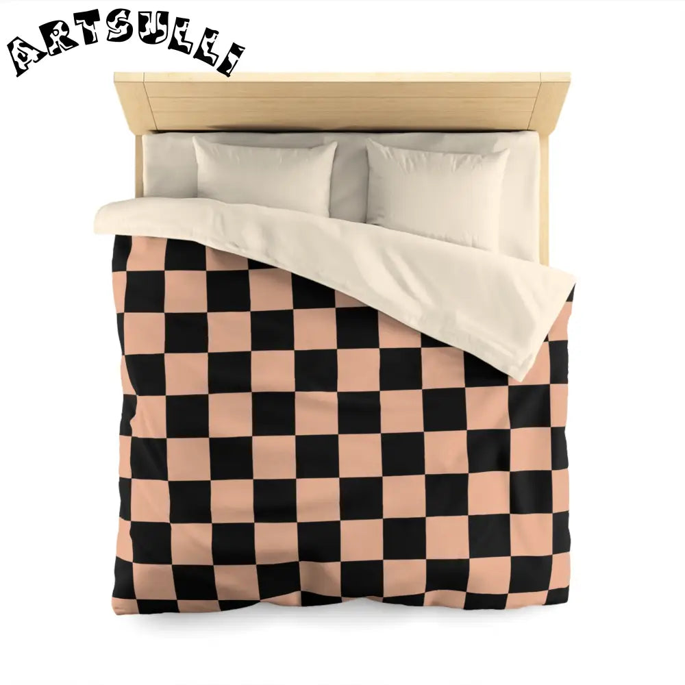 JAKKOUTTHEBXX Checkerboard Soft Orange and Black Microfiber Duvet