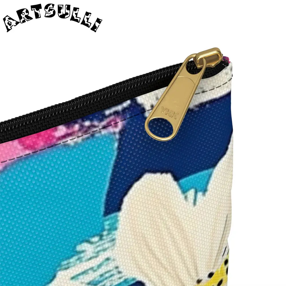 JAKKOUTTHEBXX Dayglo Floral Stripes Multi-Color Accessory Pouch