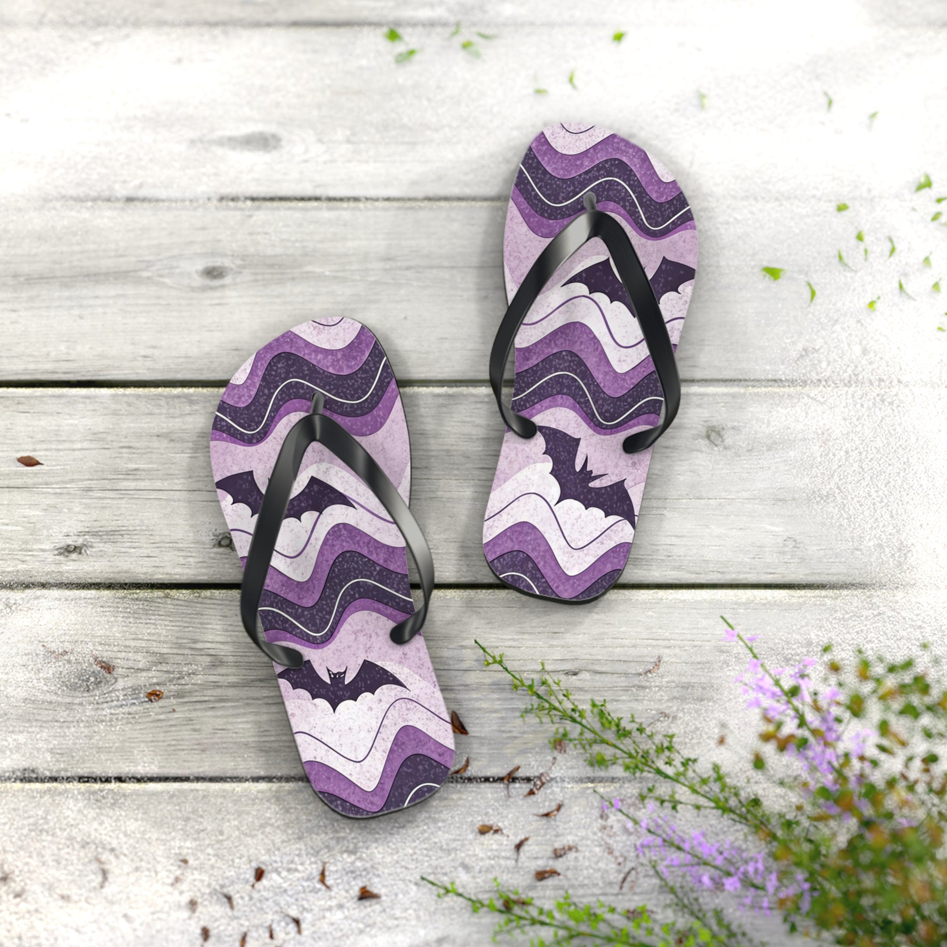 Bat Wave Flip Flops, Artsulli - Art is Long, Life is Short, Shoes, , , , , , , 