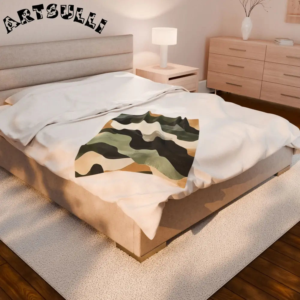 JAKKOUTTHEBXX Velveteen Blanket Style Abstract Rug in Green Black