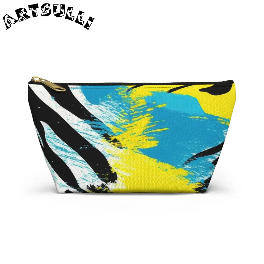 Zebra Stripes x Leapord Print x Paint Splatter Multi-Color Accessory Pouch w T-bottom, Artsulli - Art is Long, Life is Short, Bags, Size, Small, Color, Black zipper, , , 17708222547218