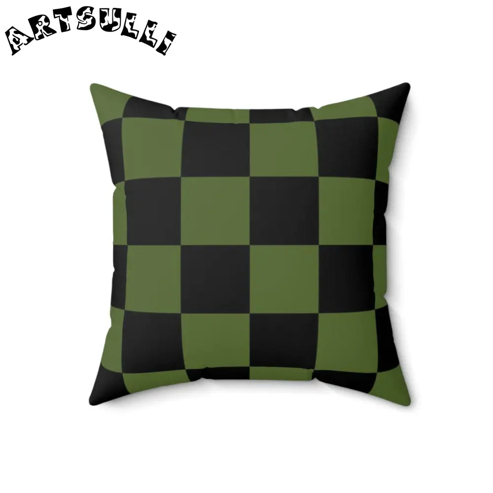 JAKKOUTTHEBXX Checkerboard Olive Green and Black Spun Polyester