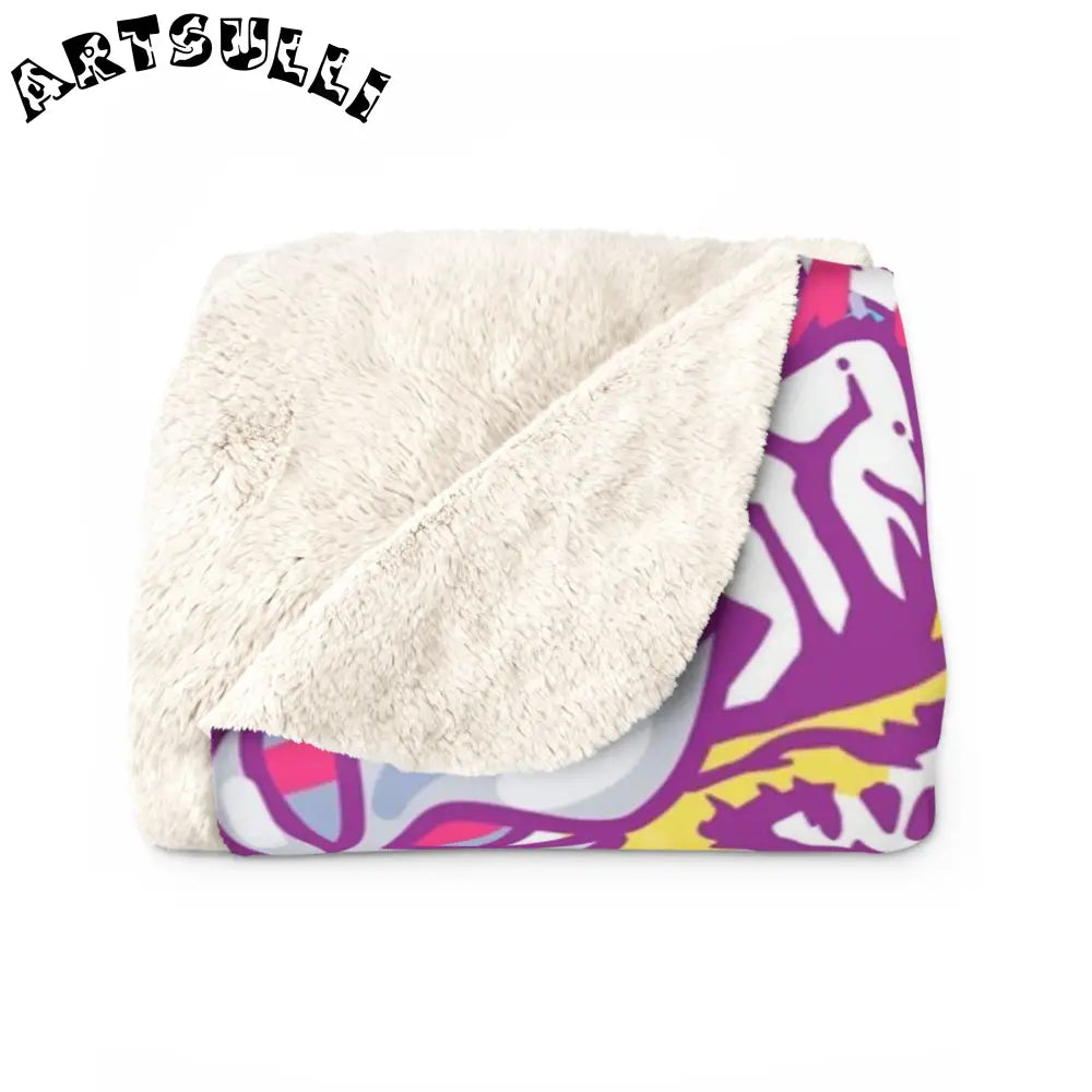 JAKKOUTTHEBXX Tropical Floral Tigers Torquise and Purple Sherpa