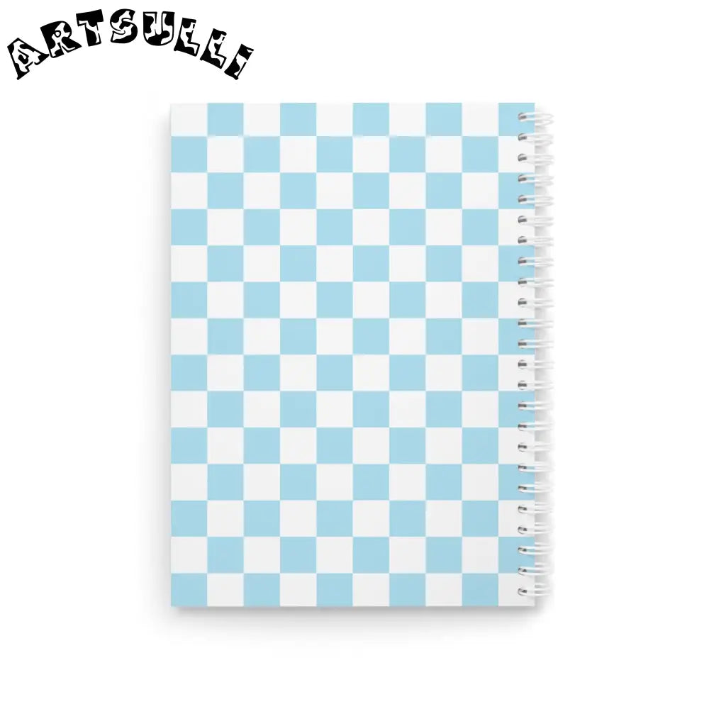 JAKKOUTTHEBXX Checkerboard Sky Blue Spiral Notebook JAKKOUTTHEBXX