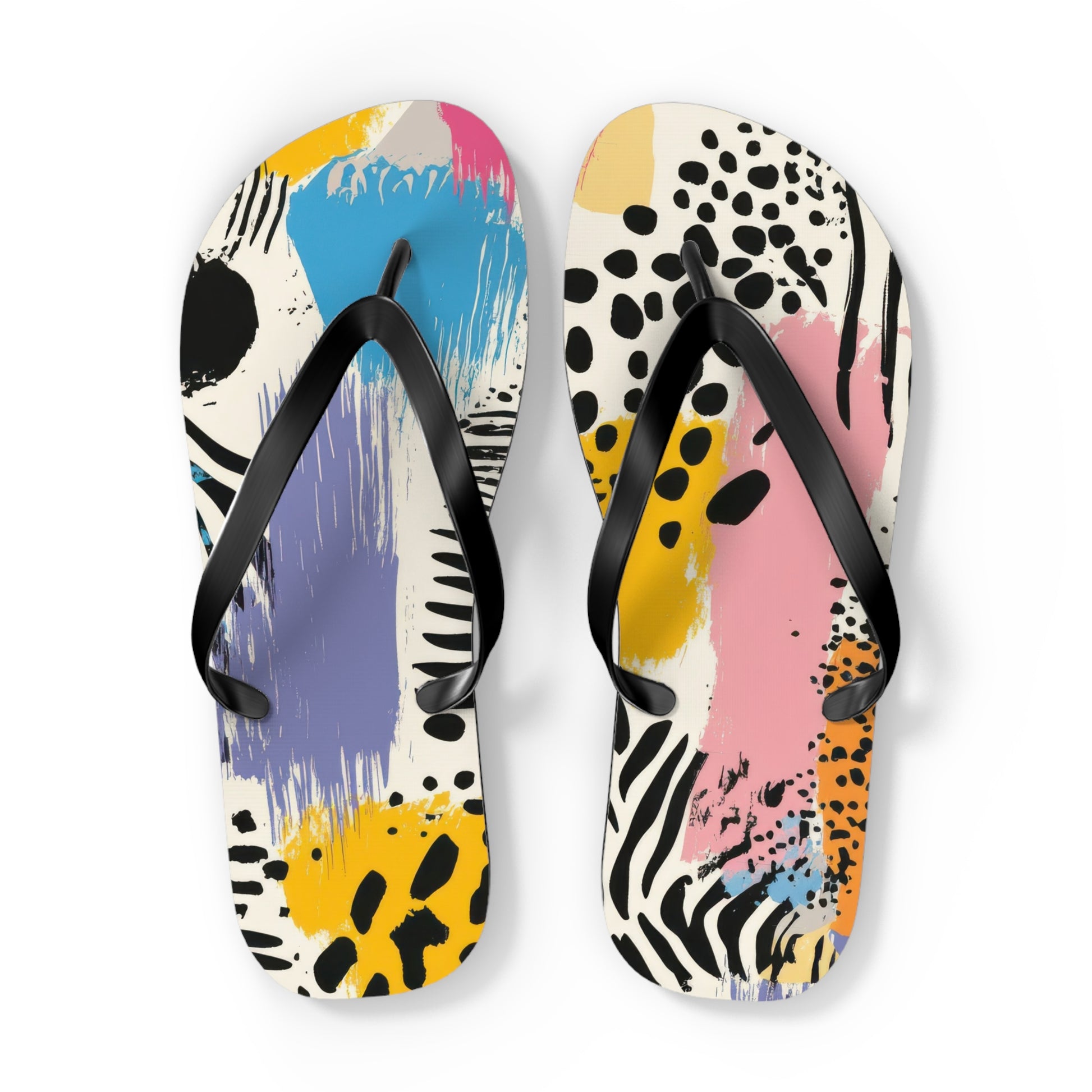 Rae Zebra Rhapsody II Flip Flops, Artsulli - Art is Long, Life is Short, Shoes, Size, XL, Color, Black sole, , , 98068721522959