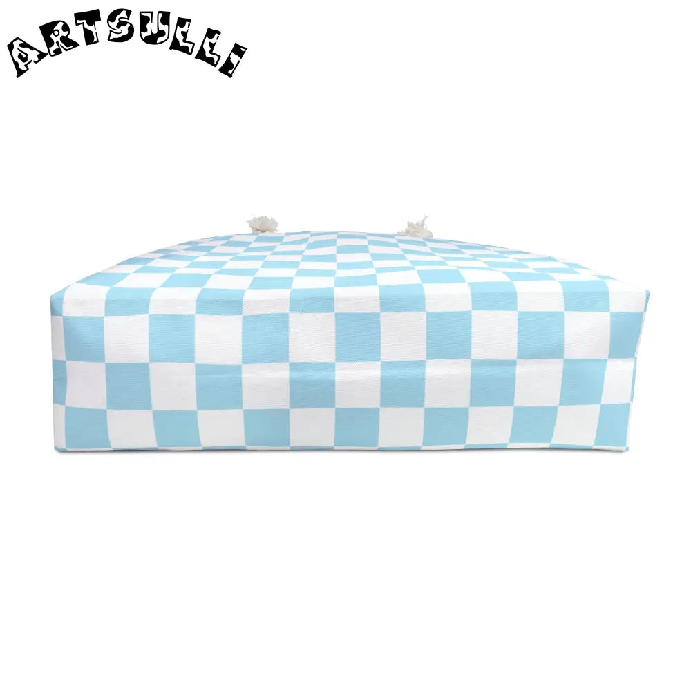 JAKKOUTTHEBXX Checkerboard Sky Blue Weekender Bag JAKKOUTTHEBXX