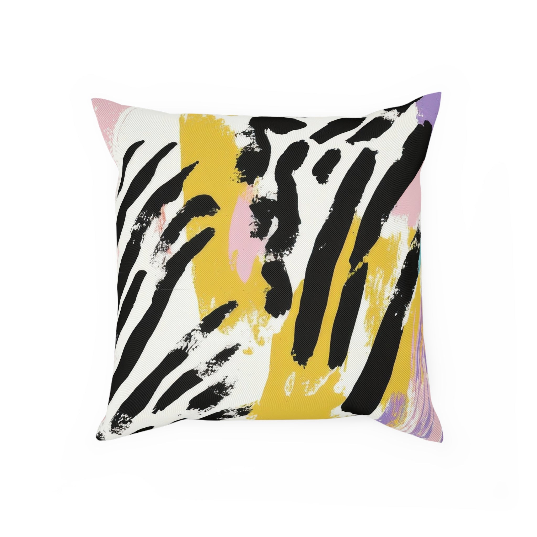 Wild Zebra Stripes x Paint Brush Strokes Multi-Color Cushion, Artsulli - Art is Long, Life is Short, Home Decor, Size, 15.7" × 15.7", , , , , 15719073528452
