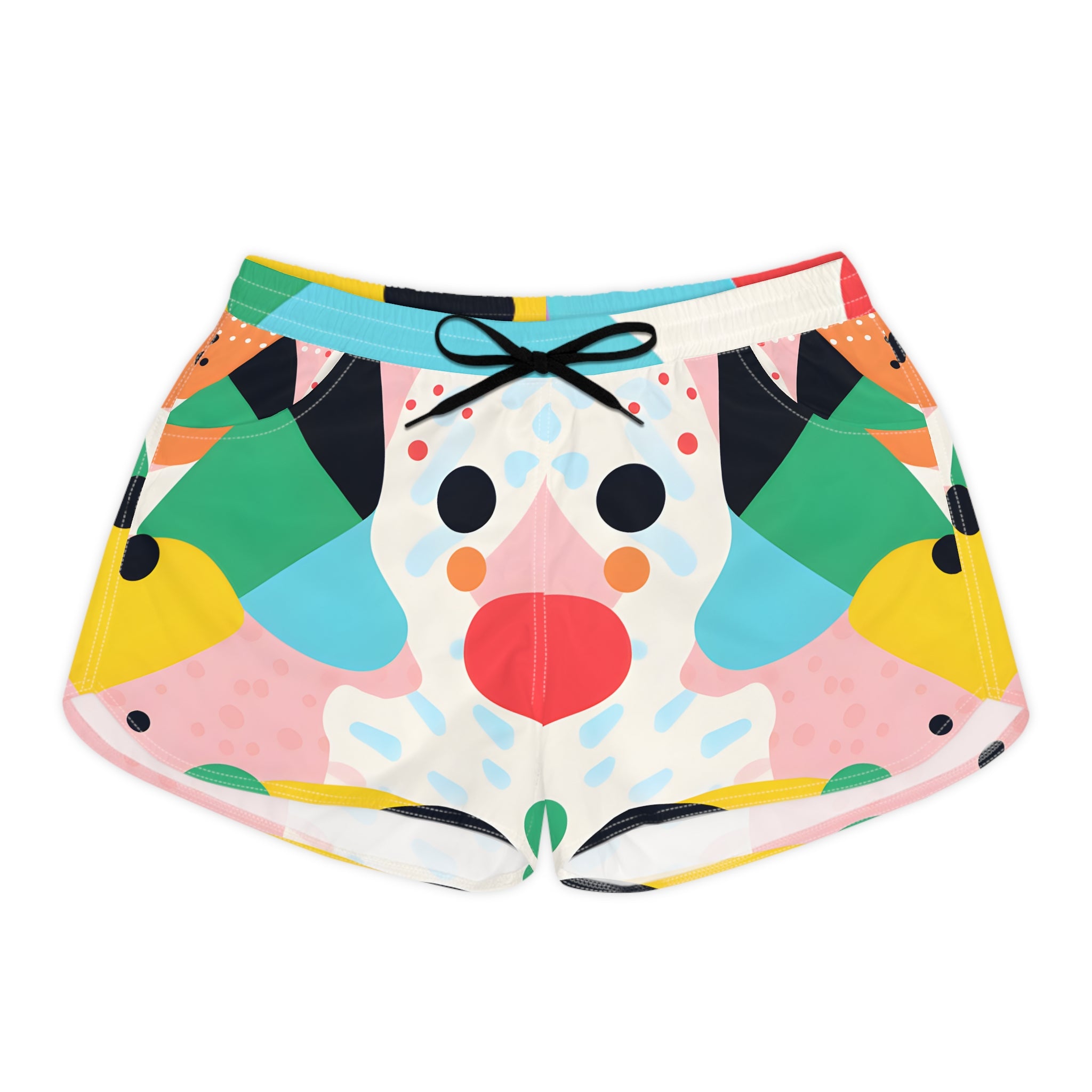 Colorful Abstract Shapes Women's Casual Shorts (AOP), Artsulli - Art is Long, Life is Short, All Over Prints, Size, S, Color, Black drawstring, , , 13482356006460549412