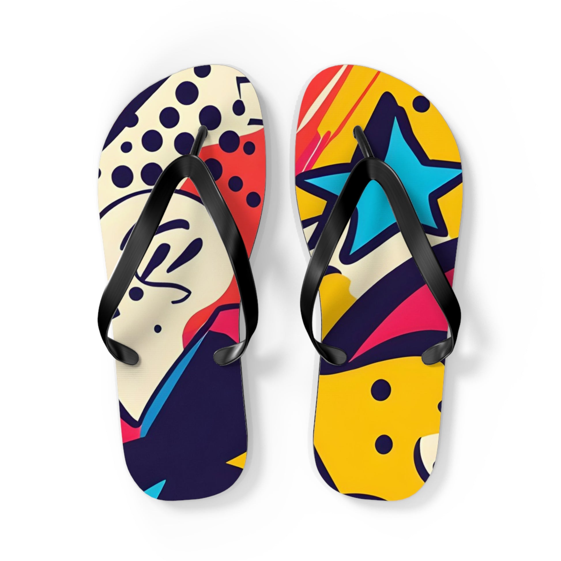 Comic x Pop Art Flip Flops, Artsulli - Art is Long, Life is Short, Shoes, Size, L, Color, Black sole, , , 12145056213938408129