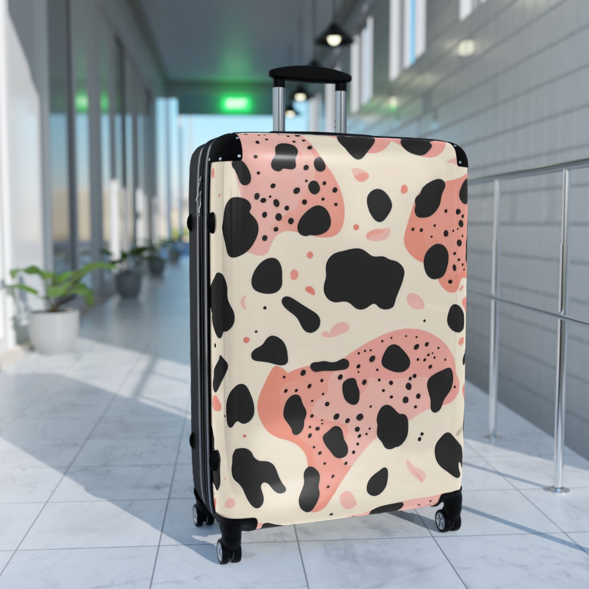 Organic Cow Print Cream and Pink Suitcase, Artsulli - Art is Long, Life is Short, Bags, , , , , , , 
