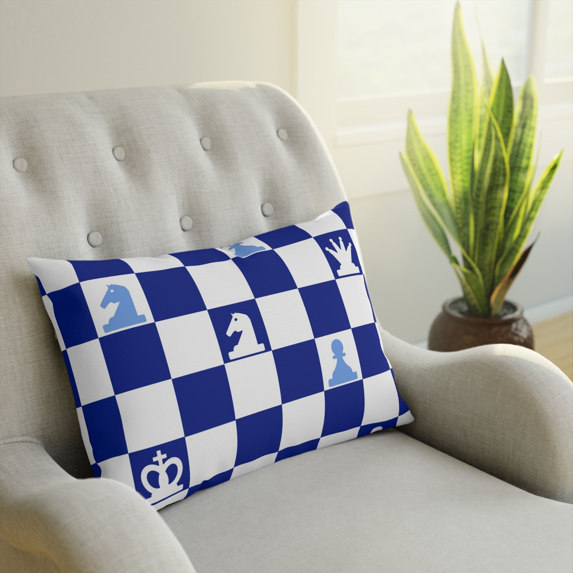 Chessboard Navy Blue Cushion, Artsulli - Art is Long, Life is Short, Home Decor, , , , , , , 