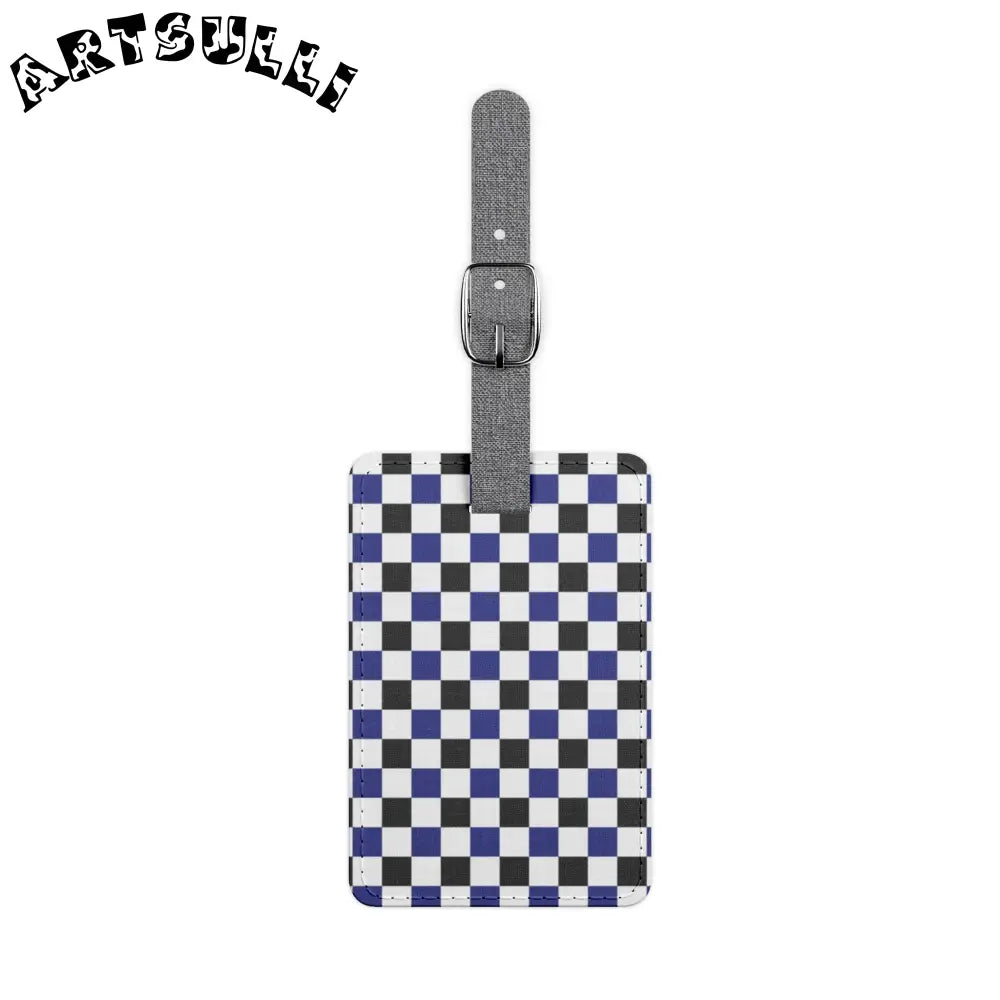 JAKKOUTTHEBXX Checkerboard Blue White and Black Saffiano Polyester