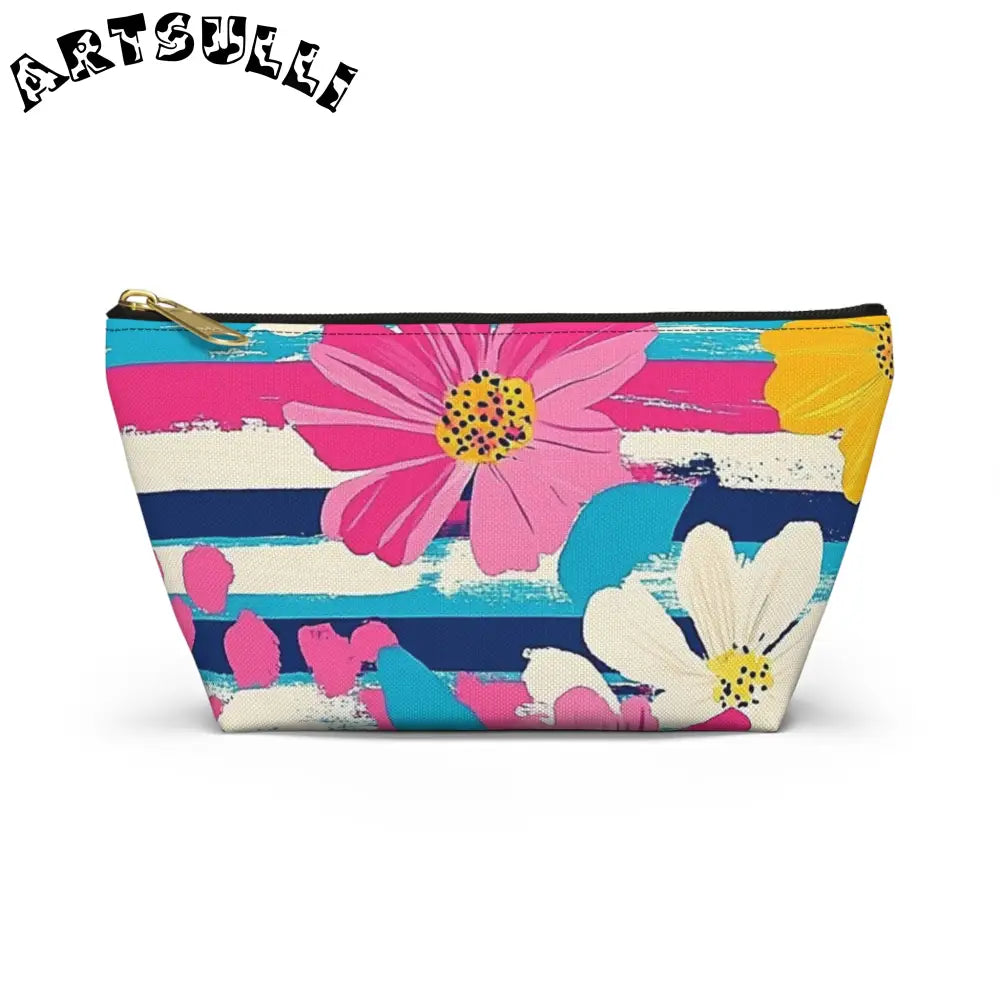 JAKKOUTTHEBXX Dayglo Floral Stripes II Multi-Color Accessory Pouch w