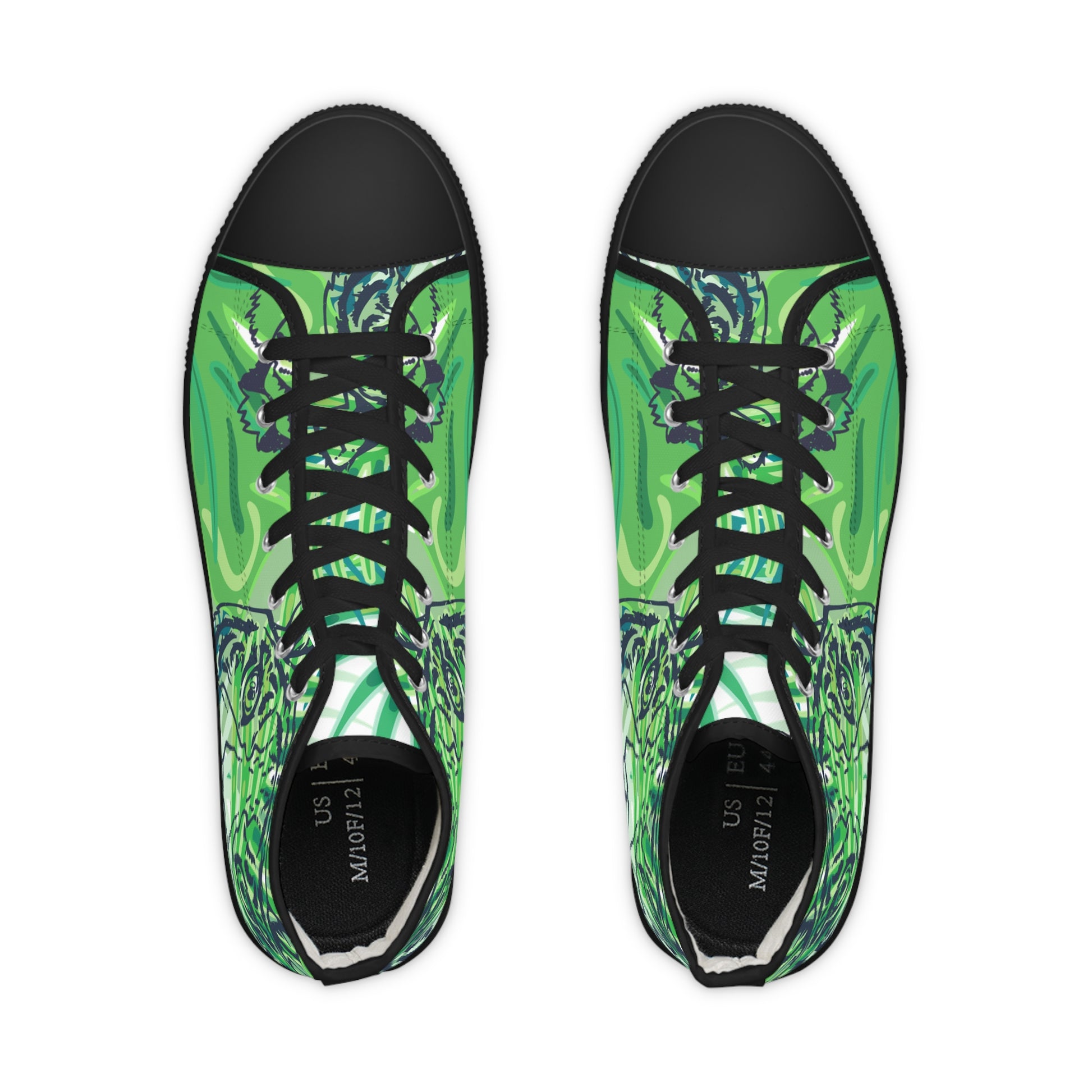 Tropical Jungle Tigers Lime Green Men's High Top Sneakers, Artsulli - Art is Long, Life is Short, Shoes, , , , , , , 