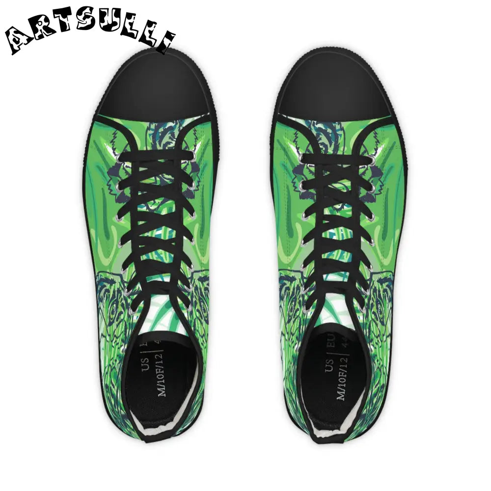 JAKKOUTTHEBXX Tropical Jungle Tigers Lime Green Men’s High Top