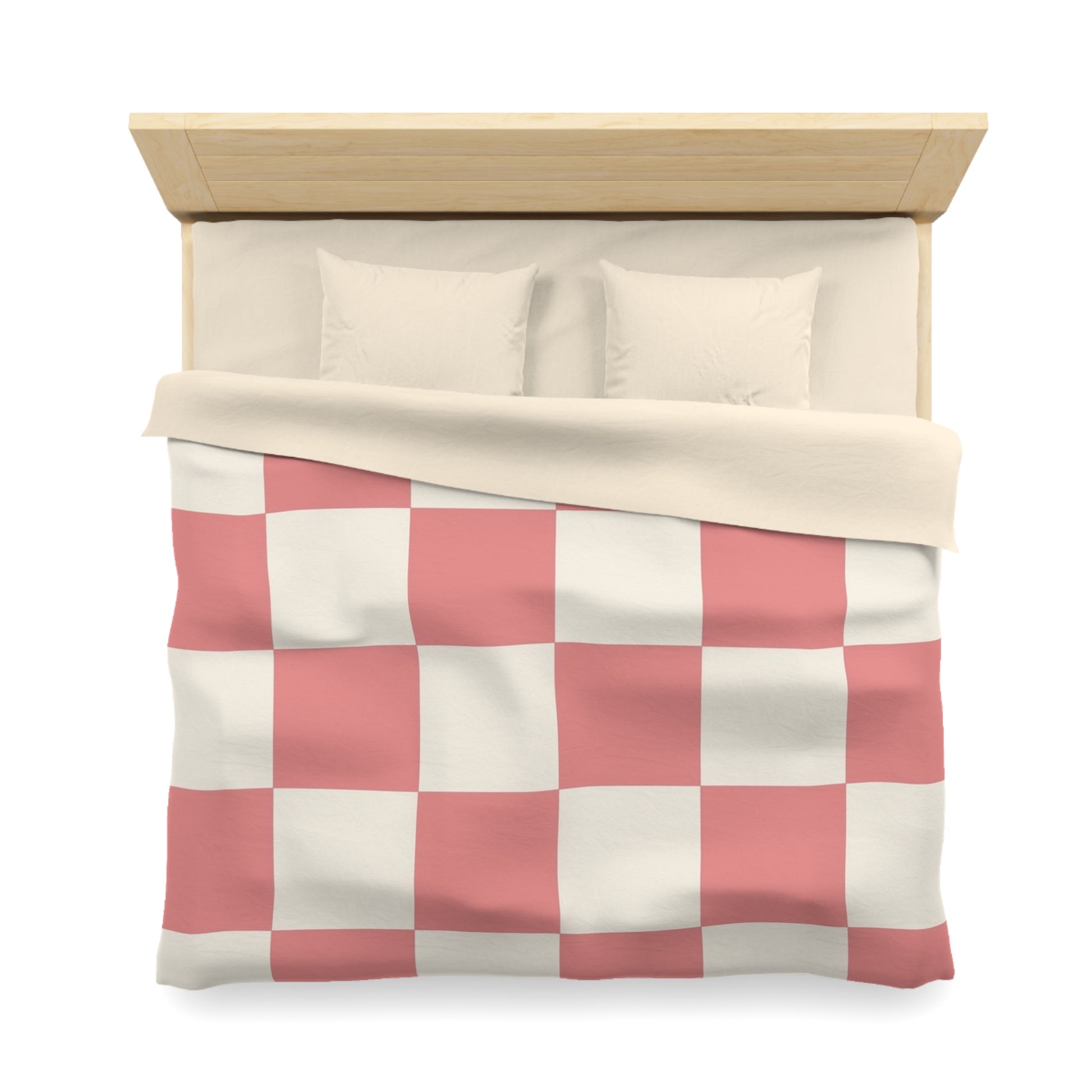 Retro Checkered Grassland Sprites Microfiber Duvet Cover, Artsulli - Art is Long, Life is Short, Home Decor, , , , , , , 