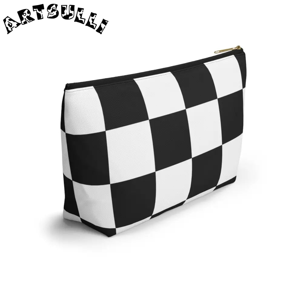JAKKOUTTHEBXX Checkerboard Black and White Accessory Pouch w