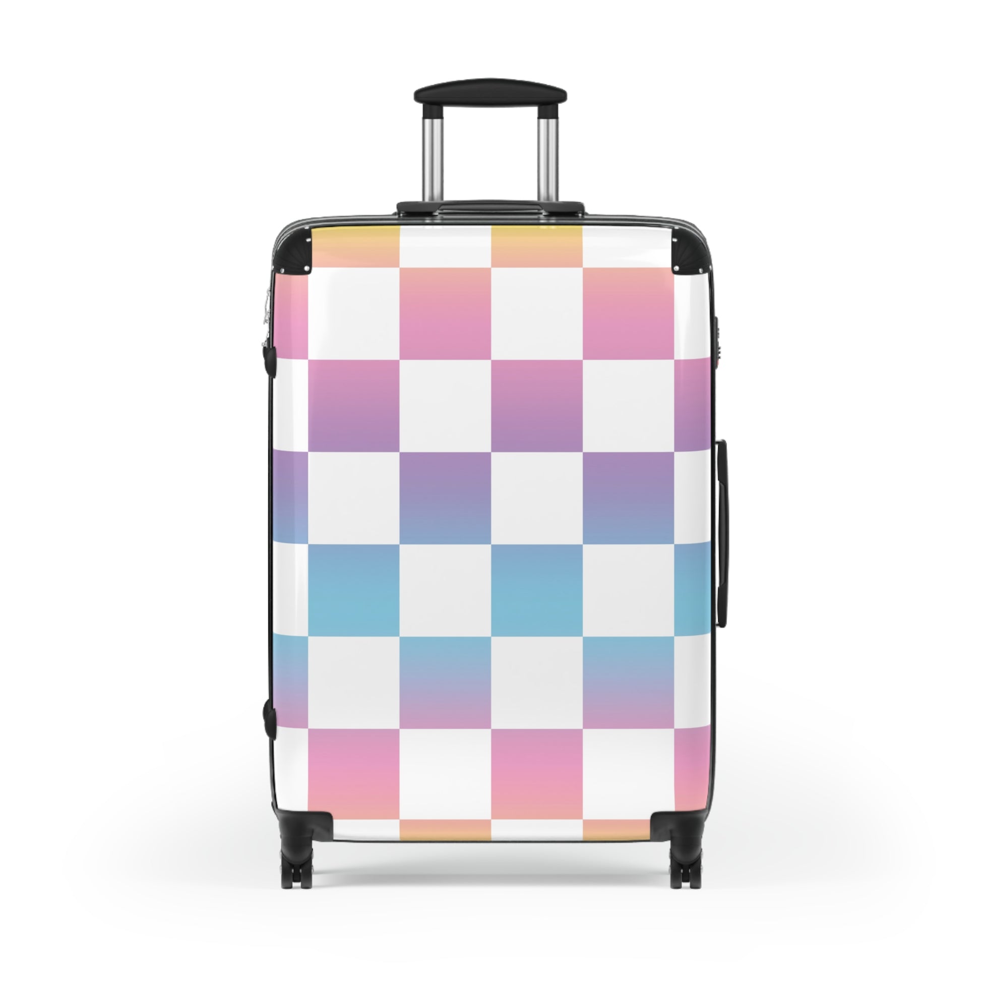 Vaporwave Check Suitcase, Artsulli - Art is Long, Life is Short, Bags, , , , , , , 