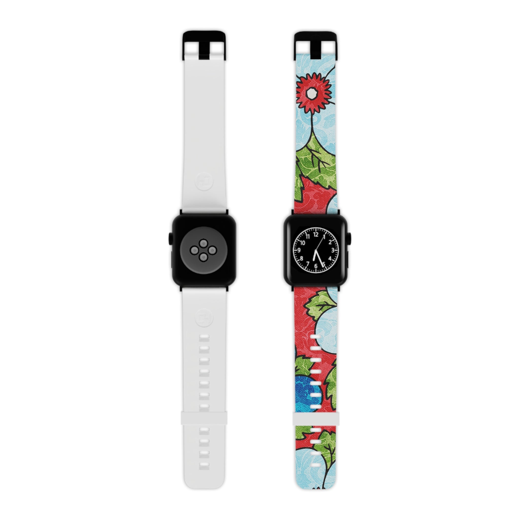 Groovy Red Floral Kl Watch Band for Apple Watch, Artsulli - Art is Long, Life is Short, Accessories, Size, 7.5'' × 0.75'' / 42 - 44 mm, Color, Black, , , 21005190903721490239