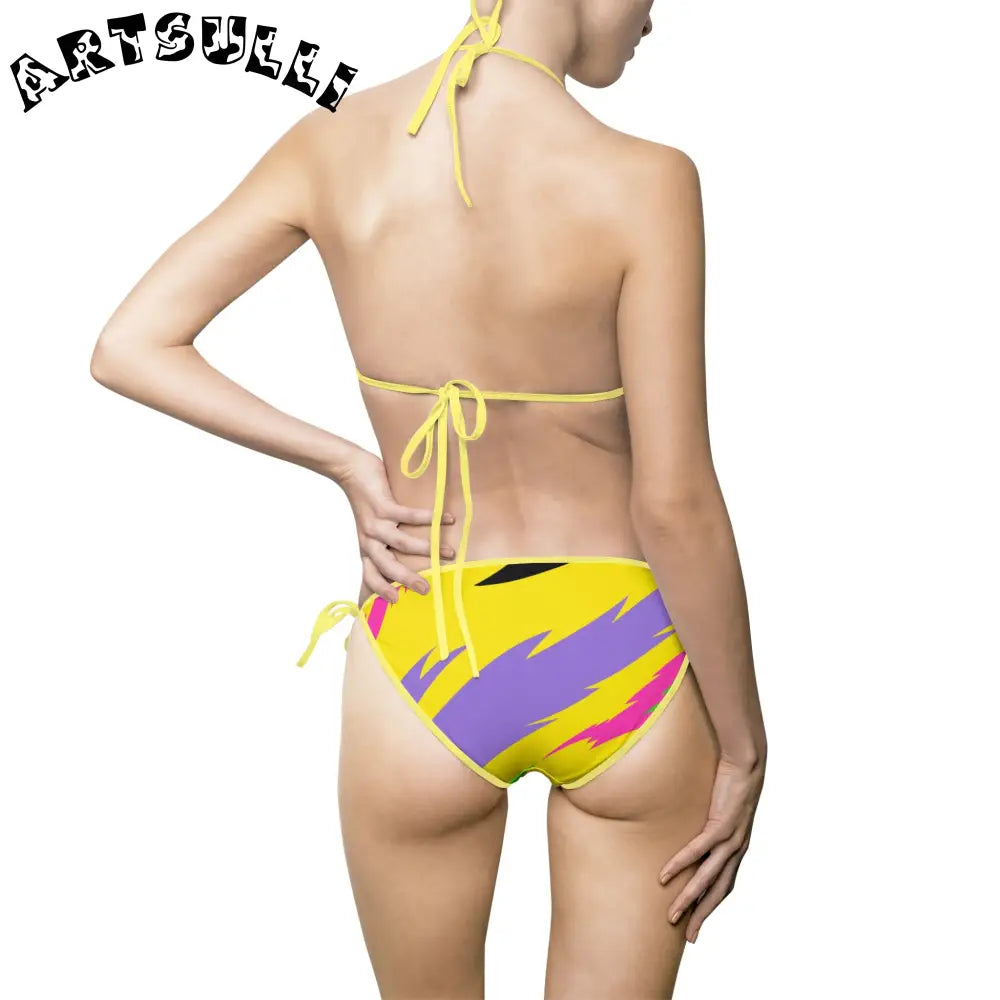 JAKKOUTTHEBXX Illustration Printed Bikini Swimsuit in Muted Pastel Colors 2025