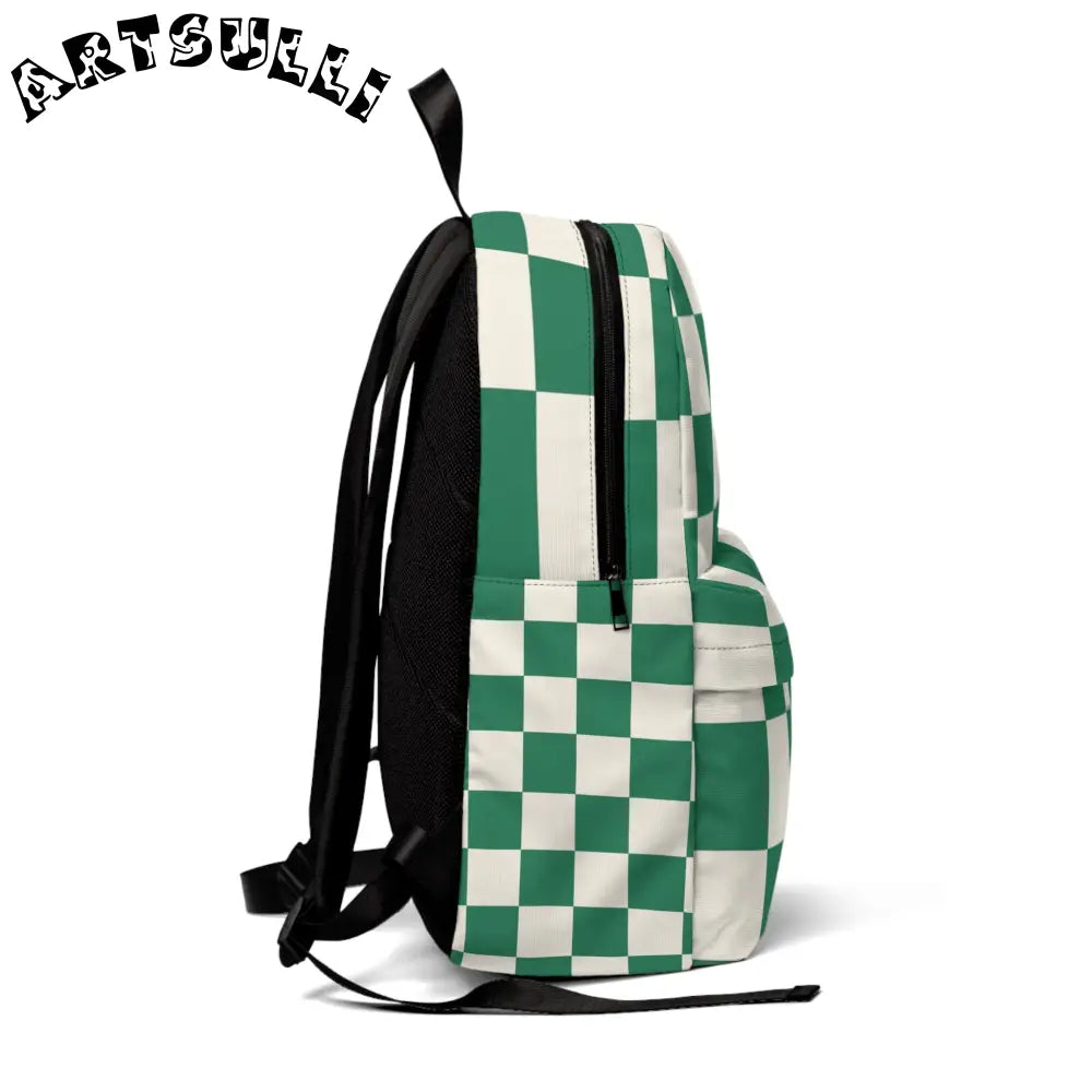 JAKKOUTTHEBXX Checkerboard Dark Green Unisex Classic Backpack