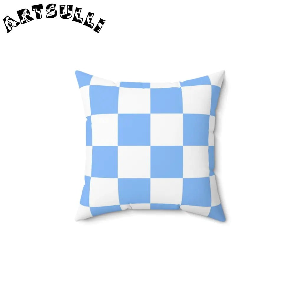 JAKKOUTTHEBXX Checkerboard White and Light Blue Spun Polyester